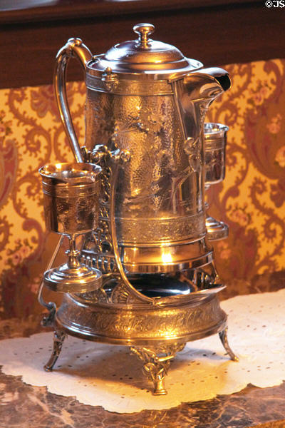 Silver beverage warmer at Hower House. Akron, OH.