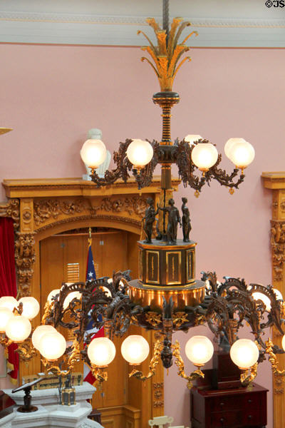 Chandelier in House chamber at Ohio State Capitol. Columbus, OH.
