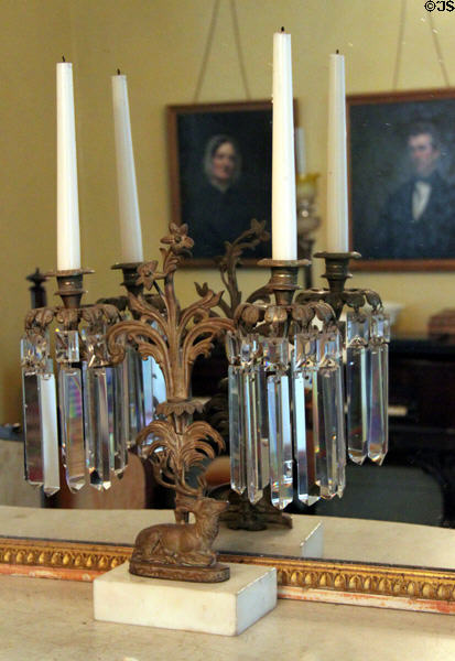 Girandole with deer in parlor at Kelton House Museum. Columbus, OH.