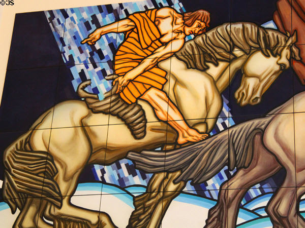 Detail of Man's Conquest of the Elemental Forces of Nature mural (1939) by J. Scott Williams & Daniel Boza at Cleveland History Center. Cleveland, OH.