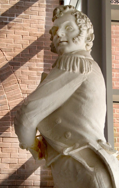 Detail of Commodore Oliver Hazard Perry (1785-1815) monument foundry plaster statue (c1929) after original (1860) by William Walcutt at Cleveland History Center. Cleveland, OH.