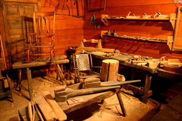 Leonard chair shop log cabin (1830-1900) from Ohiopyle, PA, in Pennsylvania State Museum. Harrisburg, PA.
