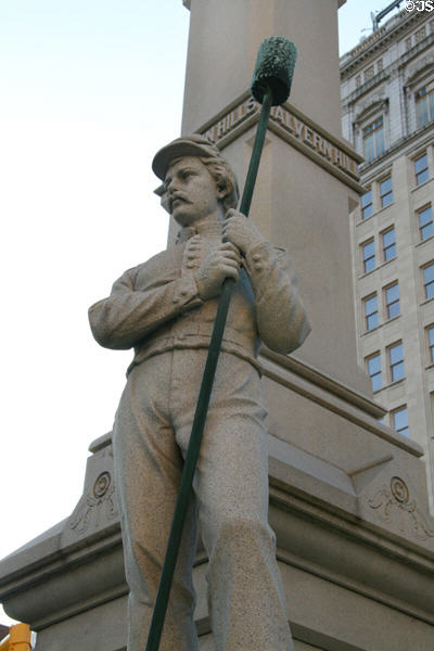 Union artillery trooper on Lancaster Civil War Monument. Lancaster, PA.