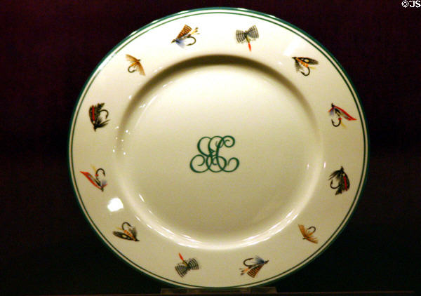Jimmy Carter fishing fly pattern plates in Liberty Museum. Philadelphia, PA.