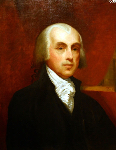 Portrait of James Madison (1875) by Catherine A. Drinker after Gilbert Stuart in National Portrait Gallery. Philadelphia, PA.