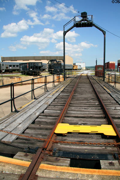 Turntable outside Railroad Museum of Pennsylvania. Strasburg, PA.