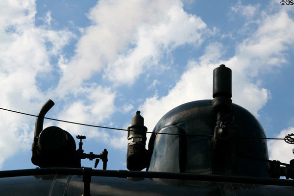 Structures atop boiler of Steam locomotive #475 of Strasburg Railroad. Strasburg, PA.