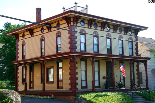 Italianate House with round windows between brackets (28 W. Main St.). Strasburg, PA.