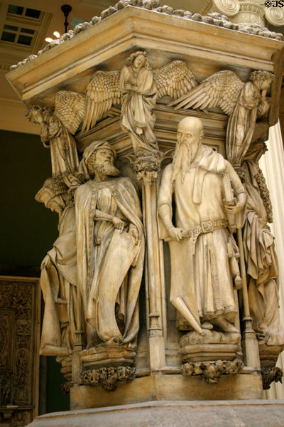 Copy of "Well of Moses" from the Cloister of the Chartreuse of Champignol at Dijon in gallery of architectural reproductions at Carnegie Museum. Pittsburgh, PA.