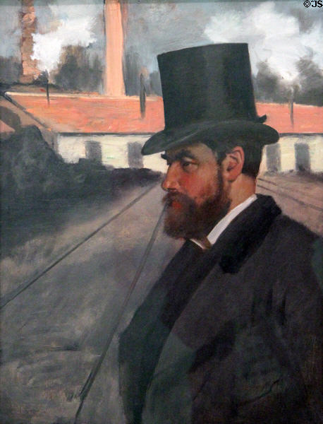 Henri Rouart in front of His Factory painting (c1875) by Edgar Degas at Carnegie Museum of Art. Pittsburgh, PA.