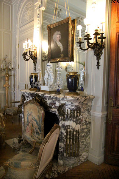 Drawing Room marble fireplace at The Elms. Newport, RI.