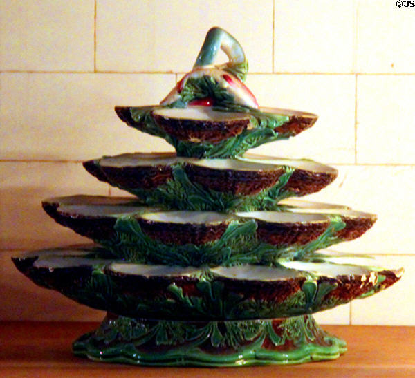 Ceramic oyster pyramidal serving dish at The Elms. Newport, RI.