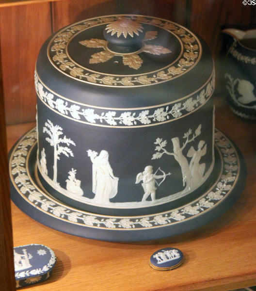 Wedgwood Jasperware cheese dome with maidens & cherubs at Chateau-sur-Mer. Newport, RI.