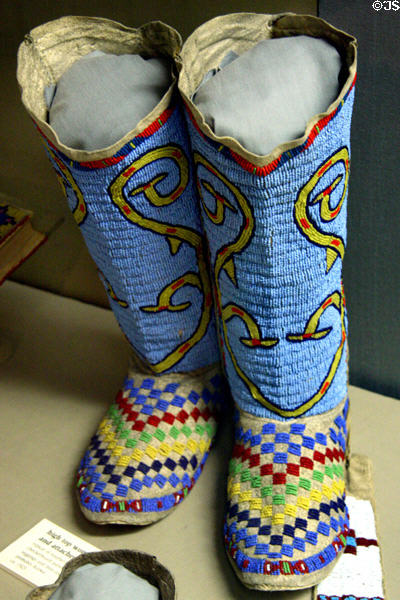 Kiowa beaded women's leggings & moccasins (c1925) at Dakota Discovery Museum. Mitchell, SD.