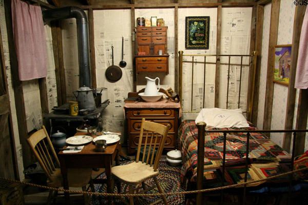 Interior of sod house at Dakota Discovery Museum. Mitchell, SD.