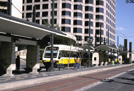 Shelters at DART transit mall Pearl Station. Dallas, TX.