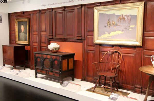 Museum area in reception building at Bayou Bend. Houston, TX.