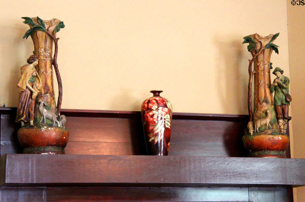 Ceramic figure vases in Staiti House at Sam Houston Park. Houston, TX.