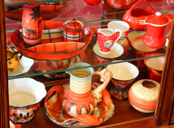 Red & orange Czech glass at Czech Cultural Center. Houston, TX.