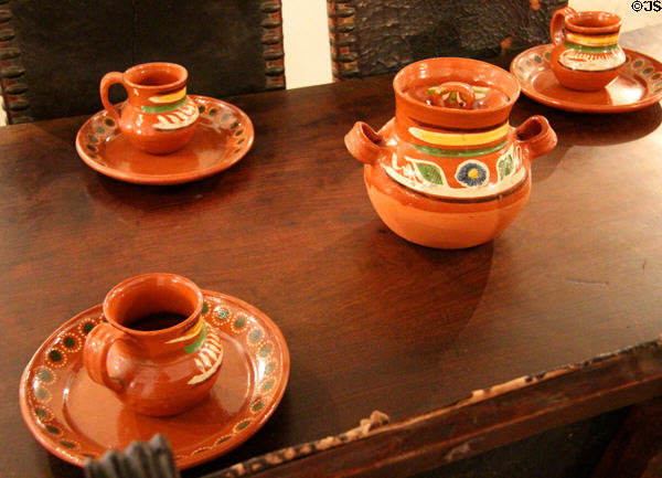 Ceramic cups & plates at Spanish Governor's Palace. San Antonio, TX.