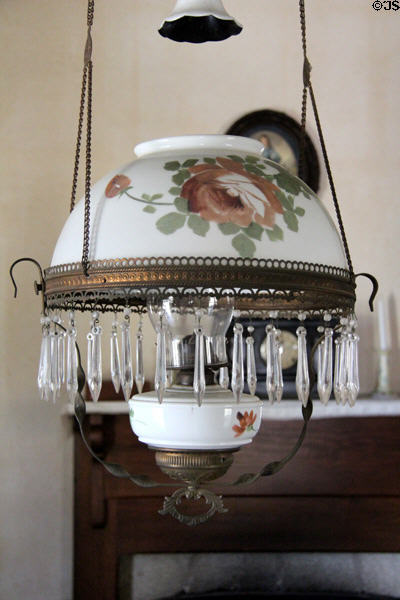 Ceiling oil lamp at LBJ Boyhood Home. Johnson City, TX.