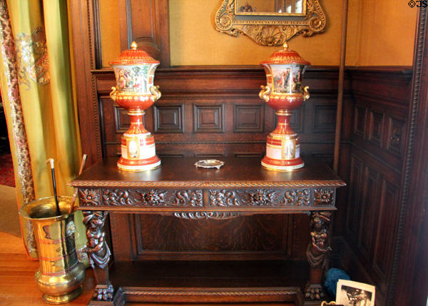 Decorative covered urns in central hall at McFaddin-Ward House. Beaumont, TX.