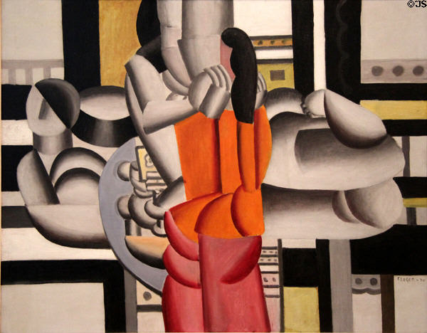 Three Women & Still Life (Déjeuner) painting (1920) by Fernand Léger at Dallas Museum of Art. Dallas, TX.