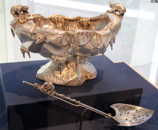 Silver iceberg & polar bear bowl (1871) by Gorham Manuf. Co., Providence, RI at Dallas Museum of Art. Dallas, TX.