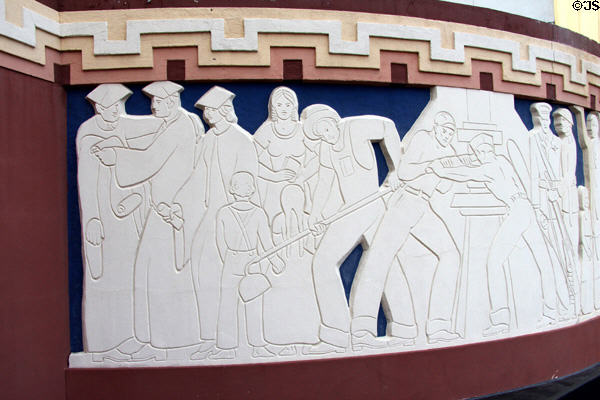 Education & industry section of history Texas mural by Julian Garnsey on Tower building at Fair Park. Dallas, TX.