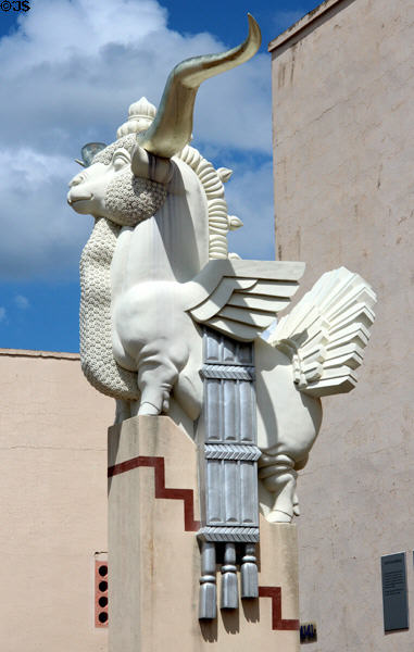 Texas Woofus combined farm animals statue (1936; recreated 1998) by Lawrence Tenney Stephenson a Texas Centennial Exposition sculpture at Fair Park. Dallas, TX.