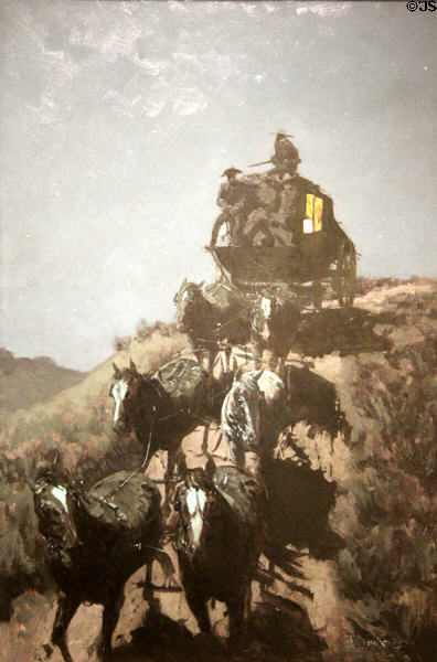 Old Stage-Coach of the Plains painting (1901) by Frederic Remington at Amon Carter Museum of American Art. Fort Worth, TX.