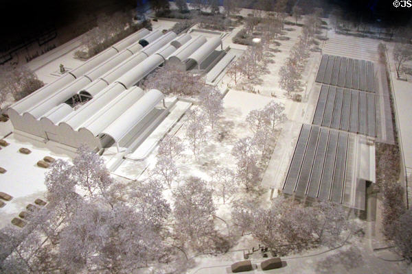 Model of Kahn & Piano buildings at Kimbell Art Museum. Fort Worth, TX.