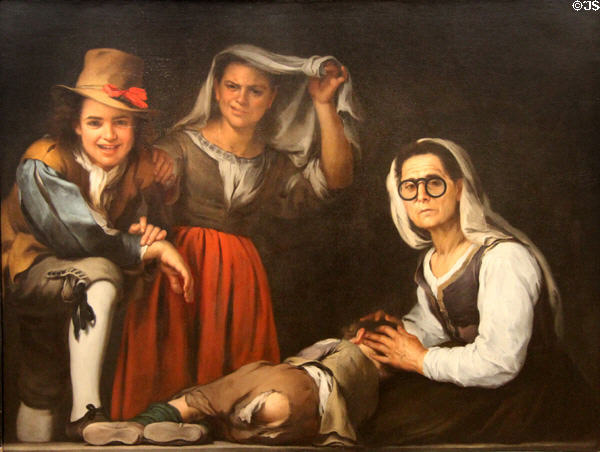 Four Figures on a Step painting (c1655-60) by Bartolomé Esteban Murillo at Kimbell Art Museum. Fort Worth, TX.