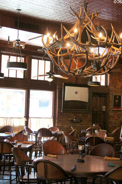 Antler chandelier at Stockyards Hotel in Thannisch Block Building. Fort Worth, TX.