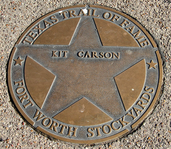 Kit Carson star on Texas Trail of Fame in Stock Yards historic district. Fort Worth, TX.