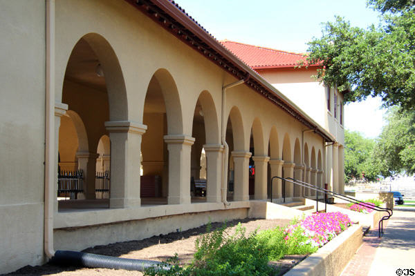 Entrance arcade of Fort Worth Stock Yards Co. Building. Fort Worth, TX.