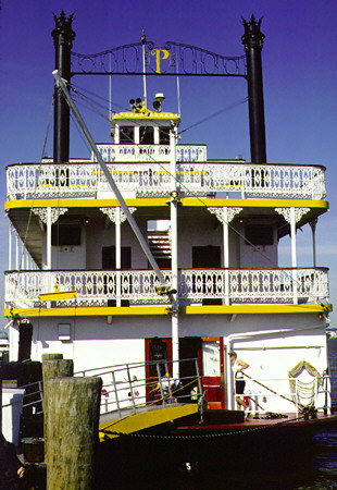 Paddle wheeler moored on the Potomac waterfront. Alexandria, VA.