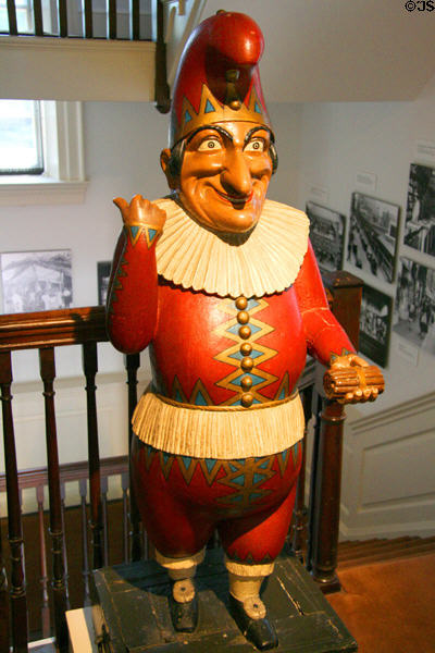 Punch cigar store figure (c1865) of painted wood at Norfolk History Museum. Norfolk, VA.