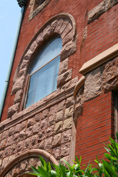 Richardsonian Romanesque arches of Hunter House museum. Norfolk, VA.