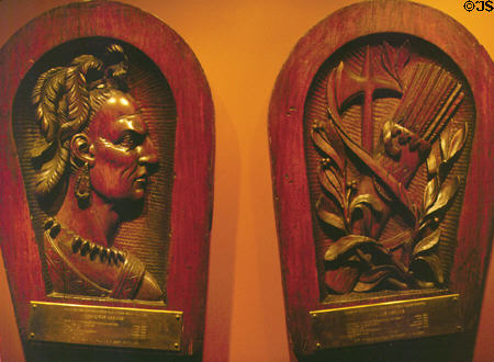 Gangway headboards from US steam ship Pawnee (used during Civil War) at Hampton Road Naval Museum. Norfolk, VA.