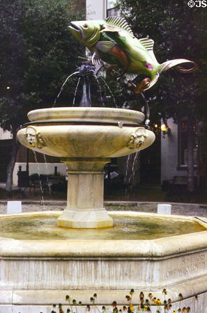 Salmon art on public fountain in Richmond. Richmond, VA.