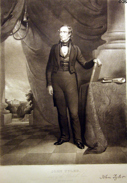 John Tyler engraving (1880) by John Sartain after J.R. Lambdin at Museum of the Confederacy. Richmond, VA.