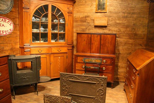 Collection of early American furniture at Museum of Virginia History. Richmond, VA.