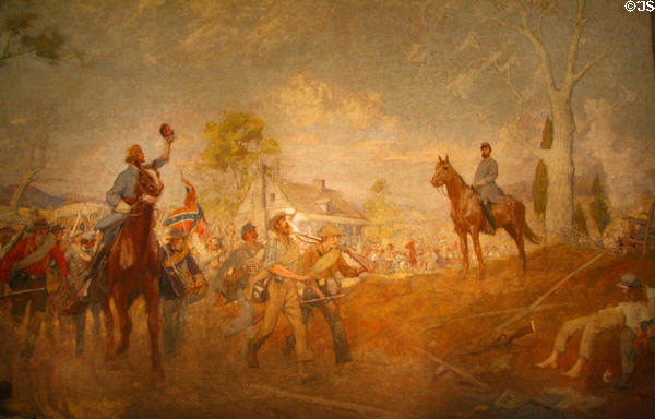 Spring of the Confederacy mural with Stonewall Jackson at Little Sorrel viewing arrival of his Foot Cavalry at Museum of Virginia History. Richmond, VA.