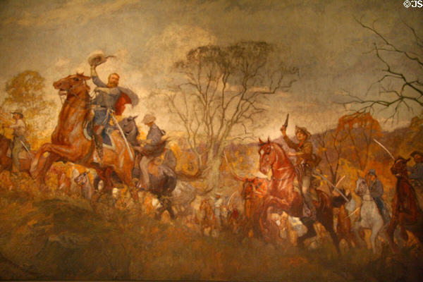 Autumn of the Confederacy mural with J.E.B. Stuart leading Cavalry Charge at Museum of Virginia History. Richmond, VA.