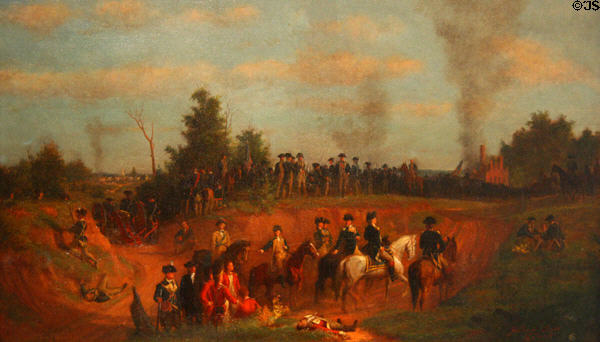 General Washington at lull in Battle of Monmouth, NJ (1778) painting (1874-5) by Julian Scott at Museum of Virginia History. Richmond, VA.