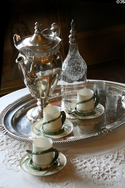 Gorham coffee pot & Haviland demitasse cups at Maymont Mansion. Richmond, VA.