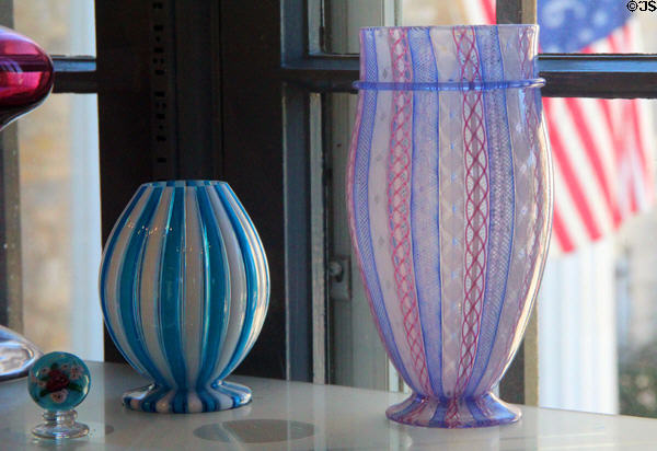 Candy cane glass at Bennington Museum. Bennington, VT.