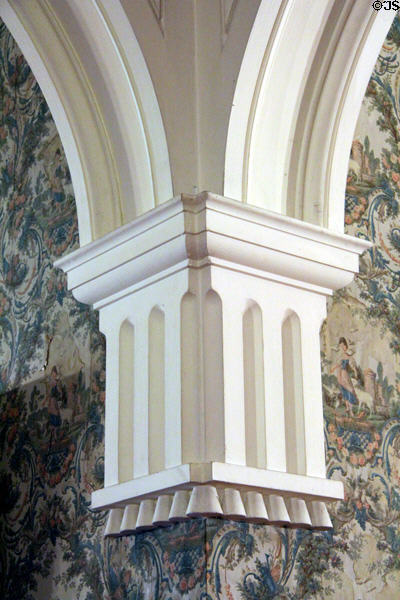 Main entry hall Greek-revival arch detail at Park-McCullough Historic Estate. North Bennington, VT.