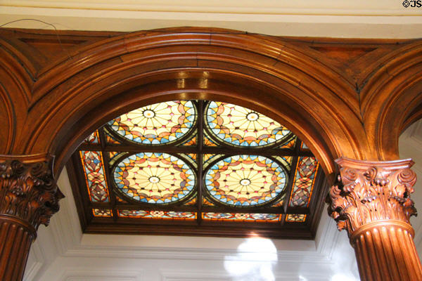 Stained glass window over staircase at Park-McCullough Historic Estate. North Bennington, VT.